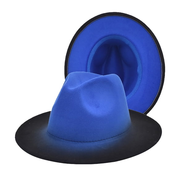 Pxiakgy Fedora Hats for Men & Women Wide Brim Felt Hat Dress Panama Hat Two Tone Fedora Classic Dress Panama Hat Color Gradient Jazz Hat Women's Fashion en Top Hat Hat Men's Outdoor Visor Hat