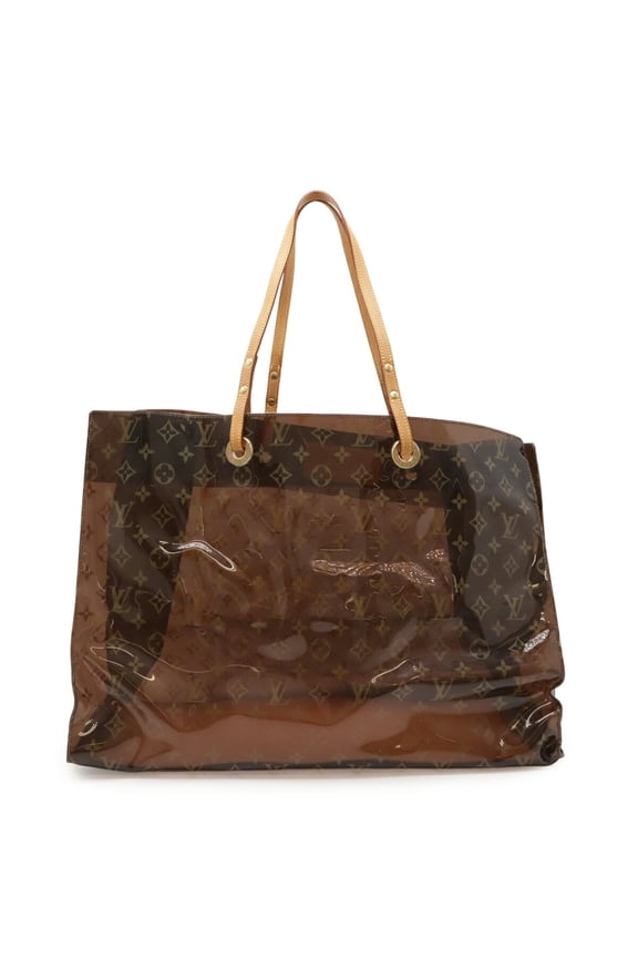 Pre-Owned LOUIS VUITTON Monogram Vinyl Cabas Cruise Tote Bag, Shoulder Beach Clear Brown, Pouch...