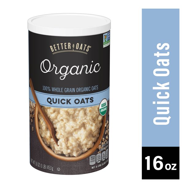 Better Oats Organic Quick Oats, Whole Grain Oatmeal, 16 Ounce Walmart