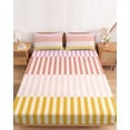 thumbnail image 2 of Twin Sze Fitted Sheet Set - Colorful Stripe 2 Piece Bedding Sets 16" Deep Pocket Fitted Sheet with 1 Pillowcase, Modern Pink Red Yellow Vertical Striped Brushed Microfiber Hotel Luxury Bed Sheets, 2 of 9
