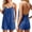 Royal Blue, variant on Women's Spaghetti Strap Scoop Neck Backless Romper Loose Casual Summer Outfit with Pockets