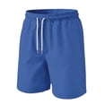 thumbnail image 4 of Resicozy Mens Casual Shorts Cotton Elastic Waist Shorts Drawstring Summer Beach Shorts with Pockets Blue 2XL, 4 of 5