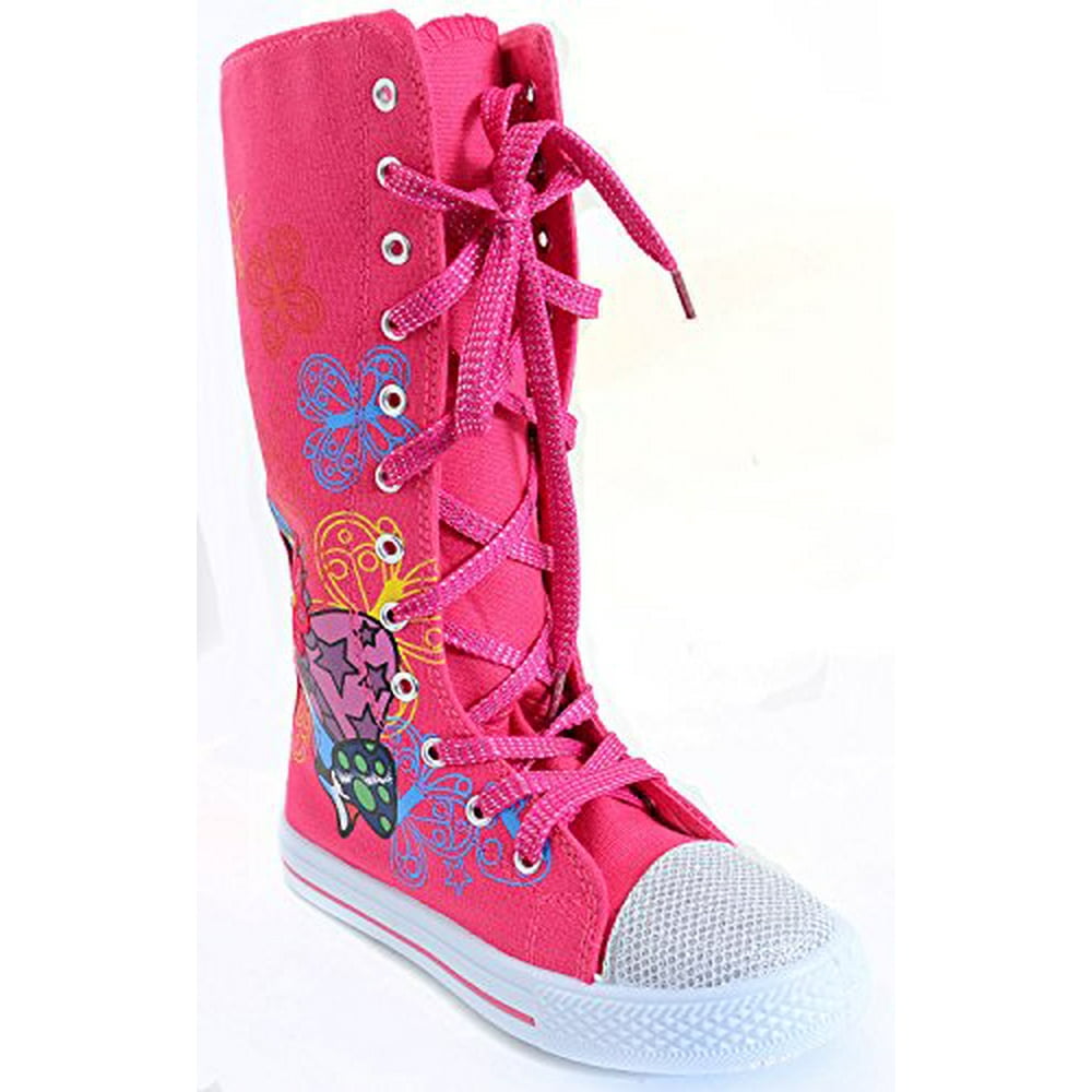 Fourever Funky Hearts Butterflies Bling Girls Knee High Sneaker Boots