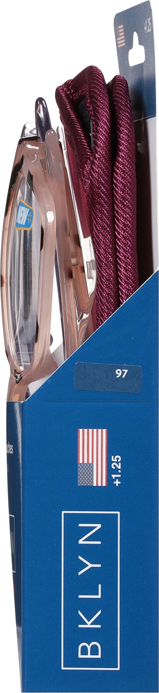 (2 pack) Bklyn, Marcy +1.25, Adult, Womens, Plastic Reading Glasses & Pouches Value Pack , 2 Ea