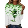 thumbnail image 2 of Jjayotai Women St. Patrick's Day Sweatshirt Plus Size, Glitter Lucky Clover Grass Printed Shirt, Crewneck Pullover, Oversized Irish Clothes Green XXL, 2 of 5