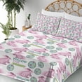 thumbnail image 3 of Ambesonne Emoji Fitted & Top Sheet Set with Sham, Follow the Bunny and Eggs, White Pale Pink and Seafoam, 3 of 5