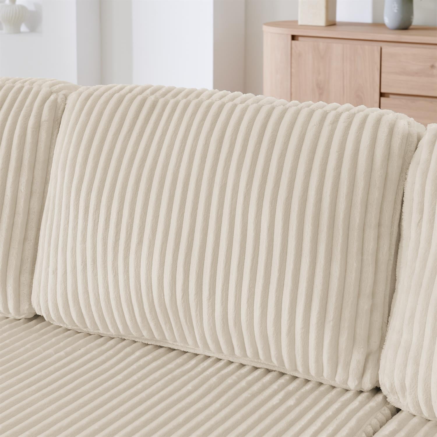 Demi Bonn 132" U-Shaped Modular Sectional Sofa, Modern Corduroy Couch for Living Room & Bedroom, Minimalist Comfy Sleeper Sofa, Beige