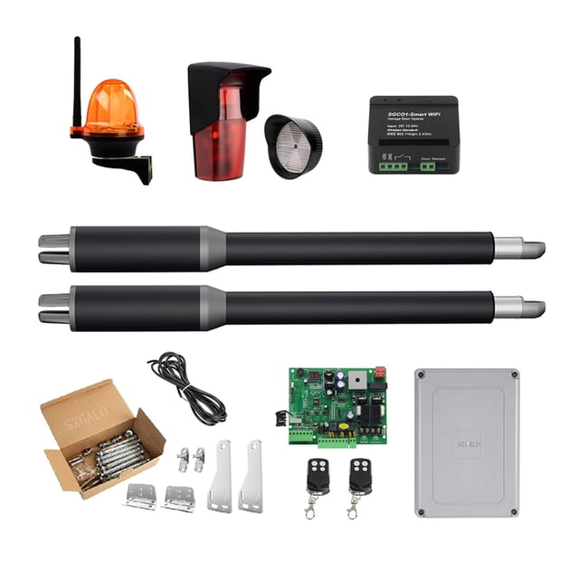 Gate Openers Linear Actuator DC Worm Gear Automatic Swing Gate Opener For Driveway (Photocells, Lamp,Push Button,GSM Operator Optional) ,Ultra-Quiet Operation