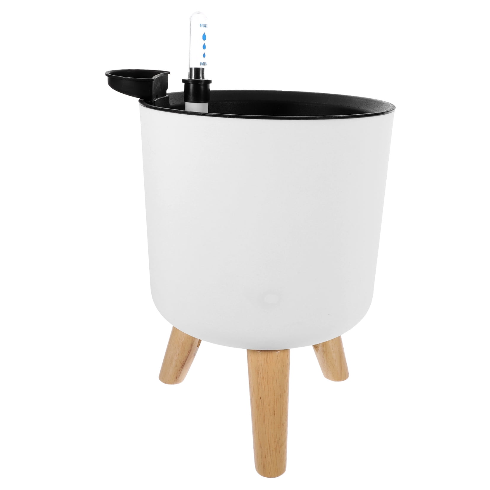 OUNONA White Self-Watering Planter Pot with Modern Design for Indoor and Outdoor Home Gardening, 1 Piece