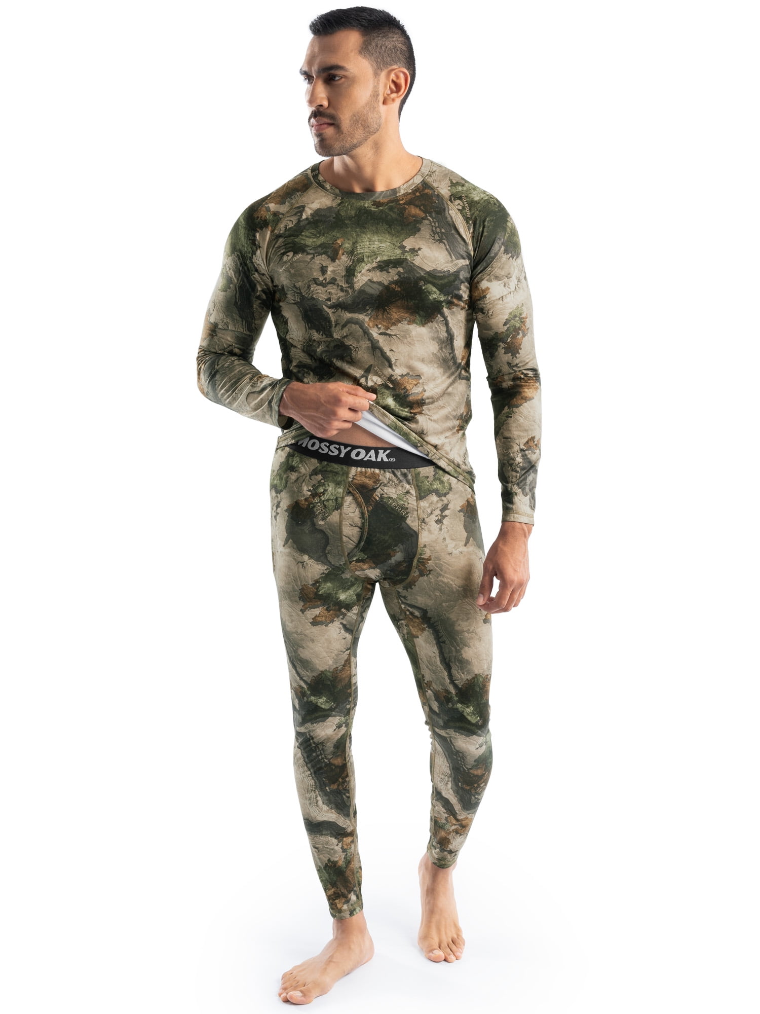 Mossy Oak Men's Heavyweight Fleece Base Layer Thermal Shirt, Mossy Oak Terra Gila, XL