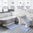 thumbnail image 6 of Purple Blue Stripes Bathroom Rugs Set Minimalist Abstract Vertical Striped Non Slip Absorbent Soft Bath Mats 3 Piece Set with Bathroom Rug, U-Shaped Floor Mat, Toilet Seat Cover Large Size, 6 of 9