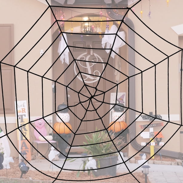 1 paquete de decoración de telaraña, red redonda negra de 3.6m para decoración de Halloween