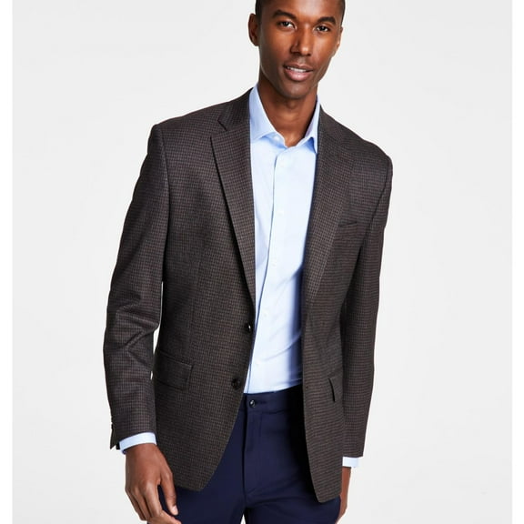 Michael Kors Mens Stretch Sport Coat, Brown, 44 Long