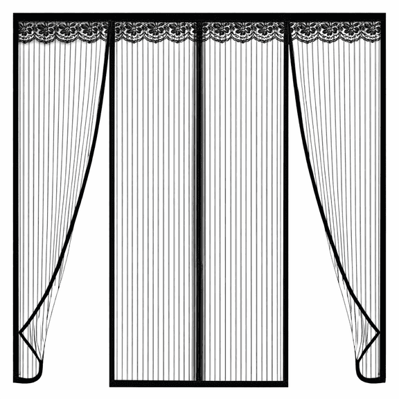 74.8*81.5 Inch Magnetic Screen Door for Sliding/Patio/French Doors - Heavy Duty Fiberglass Mesh, Auto Close, Reversible Left/Right Opening, Full Strip Magnets t (Black)