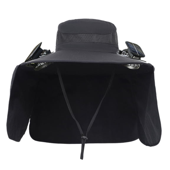 Solar Fan Hat Summer Mosquito Solar Fan 22.05-23.62inch Dual Power USB Rechargeable 3-Speed Cooling UPF 50  Adjustable Outdoor Wide Sun Hat With Solar Fan for Hiking Men & Women