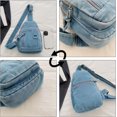 thumbnail image 6 of Sunyuer Women Vintage Denim Sling Bag, Lightweight Casual Crossbody Chest Bag, Multi Pocket Denim Fanny Pack Adjustable Strap Daypack for Travel Walking Commute, 6 of 7