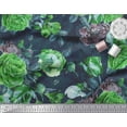 thumbnail image 3 of Soimoi Green polyester Crepe Fabric Leaves & Floral Decor Fabric Printed BTY 52 Inch Wide, 3 of 3
