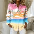 thumbnail image 3 of Womens Hawaiian Long Sleeve Button Down Shirt Tropical Floral Print Beach Vacation Top, 3 of 6