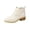 07#Beige, variant on Women Crocodile Embossed Ankle Boots Side Buckle Strap Pointed Toe Low Wood Block Heel Casual Western Short Booties