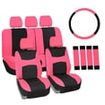 thumbnail image 2 of FH Group 3 rows Cloth Car Seat Covers for SUV, Sedan, Van Full Set - Universal Fit Automotive Seat Covers, Split Bench Rear Seat with Steering Wheel Cover, 4 Seatbelt Pads FB030217PINK-COMBO, 2 of 7