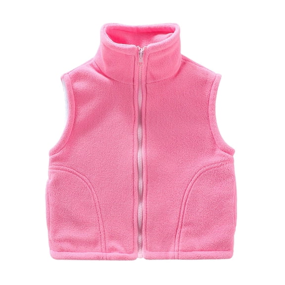 LNMQLPDBS Toddler Girls Winter Fleece Vest Warm Sleeveless Zip Up Outerwear Lightweight Casual Layering Gilet Kids Cold Weather Stand Collar Vest