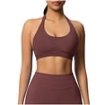 thumbnail image 2 of Xuyuer Women Halter Sports Bra Workout Seamless Padded Basic Bra Open Back Yoga Gym Crop Top, 2 of 9