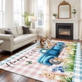 thumbnail image 2 of Blue Plaid Easter Area Rugs 5'x7', Washable Small Throw Rugs for Laundry Room Playroom, Truck Spring Floral Bunny Animals Indoor Outdoor Rug Non-Slip Low Pile Carpet Runner Reversible Floor Mats, 2 of 8