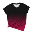 thumbnail image 3 of Scyoekwg Womens Short Sleeve T Shirts Casual Comfy Crew Neck Trendy Basic Tops Gradient Print Graphic Tee Blouses Womens Clothes (Black,XXXL), 3 of 5