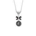 thumbnail image 2 of Delight Jewelry Silvertone Antiqued Round Seal - Initial - F - Black Bow Heart Necklace, 2 of 4
