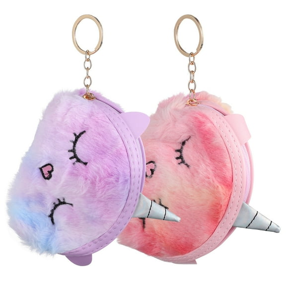 2 Pcs Coin Purse Mini Pouch Keychain Unicorn Cartoon Change Toddler