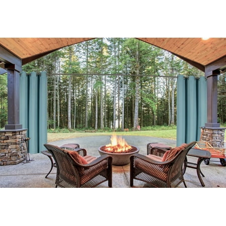 Outdoor Patio Curtains Phoenix TEAL 2-Piece Outdoor Thermal Blackout Grommet Patio Curtain Panels Set, Two (2) Panels 35