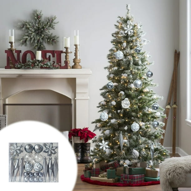 Bolas de Navidad 40 piezas, esferas de metal de acero, decoraciones para árbol de Navidad, adornos de Navidad para colgar, para hogar, bolas de Navidad de metal de acero, bolas de Navidad de