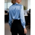 thumbnail image 4 of Deago Women's Long Sleeve Satin Blouse Twist Front Business Casual Dressy Elegant Shirts Office Work Tops (Blue, S), 4 of 9