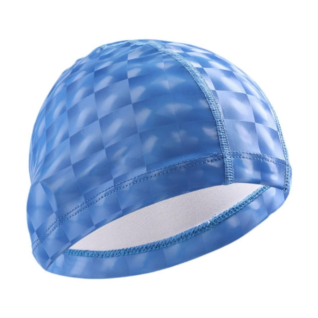 Tapa de natación con tapa de natación PU, fácil de poner y apagar, sin deslizamiento, tapa de baño con sombrero de piscina impermeable para adultos Azul