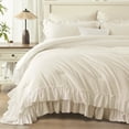 thumbnail image 6 of ANGENIA Full Size Comforter Set Beige - 3 Pieces Soft Cozy Fluffy Cream Ruffle Bedding Comforter Sets, All Season Lightweight Farmhouse Down Alternative Bed Set for Girls Teens Boys Kids, 6 of 8