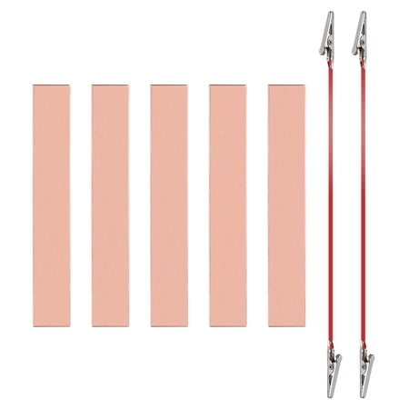 Uxcell 10x150mm Copper Anode Sheet, 5 Pack Pure Copper Strip (99.995% Pure) 1mm Thick Plate Electrode Set with Alligator Clips Cables for Electroplating Plating Experiment