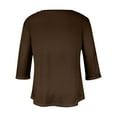 thumbnail image 5 of Sakmal Women Shirts Brown Basic 3/4 Sleeve Shirts V-Neck Blouses Spring Tops for Women, 5 of 5