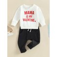 thumbnail image 4 of Elippeo Valentine´s Day Boys 2pcs Outfits 6M 12M 18M 24M 3Y Letter Print Toddler Long Sleeve Sweatshirt and Elastic Casual Pants Suit, 4 of 9