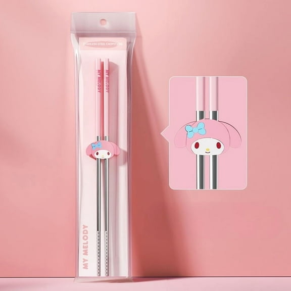 Sanrio Hello Kitty Melody Cinnamoroll Stainless Steel Chopsticks Meal Sharing Special Non-Slip Couple Style Gifts