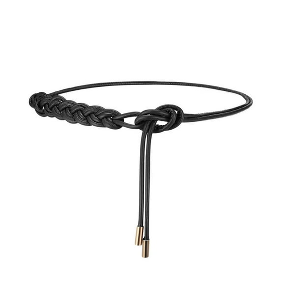 SWSMCLT Women's Curvy Adjustable Belts Fall Metal Knotted Fashion Date Braided Belt Elegant Belt For Dress Black X-Small-X-Large