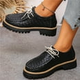thumbnail image 3 of Lace up Loafers for Women Trendy Stitching Round Toe Walking Shoes Lug Sole Chunky Heel Casual Dress Shoes Black Size 9, 3 of 6