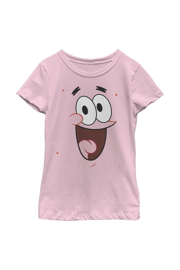 Girl's SpongeBob SquarePants Patrick Star Big Face  Graphic Tee Light Pink Medium