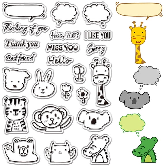 1sheet Plastic Stamps for DIY Scrapbooking Photo Album Decorative Cards Making Stamp Sheets Cartoon 160x110mm