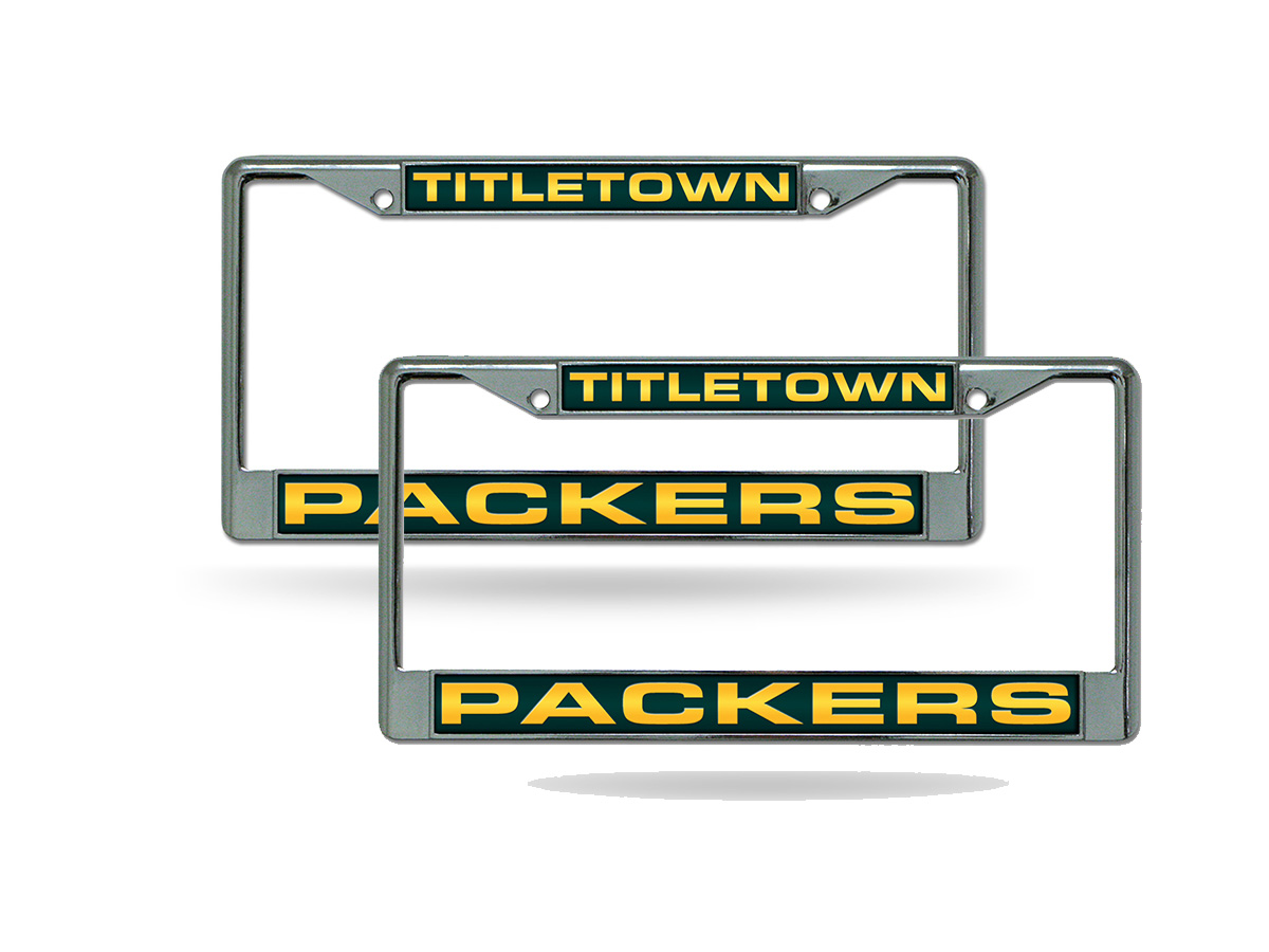 Green Bay TITLETOWN Packers Chrome Metal Laser Cut License Plate Frame