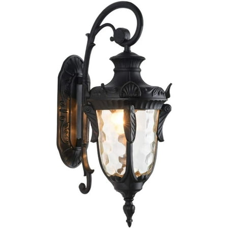 

Outdoor Wall Light Fixtures Bronze 16.93”H Exterior Wall Lantern Waterproof Sconce Porch Lights Wall Mount with Hammered Glass Shade for House UL Listed