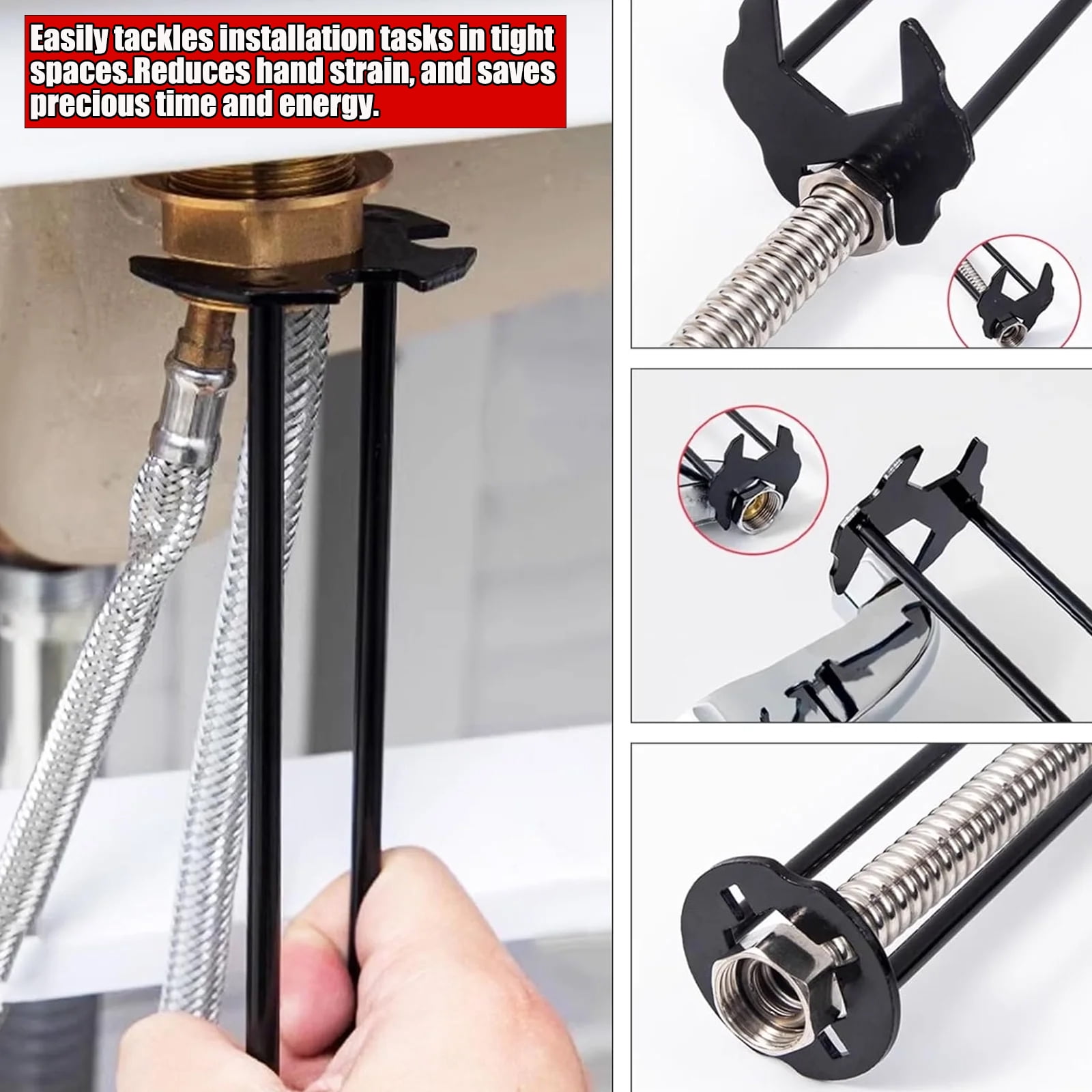 Pershook Multifunctional Faucet Sink Basin Wrench Tool Set,Plumbing Tools for Tight Spaces,Adjustable Wrench,Plumber Wrench for Toilet,Kitchen Repairs