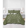 thumbnail image 2 of Twin Quilt Bedding Set, Japanese Reversible Summer Quilt 3 Pieces, Green Rustic Retro Pastoral Floral Leaves Lightweight Bedspreads Coverlets with 2 Pillow Shams for All Seasons, 2 of 5