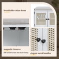 thumbnail image 2 of 2-Tier Storage Bench Cabinet, 47" Entryway Shoe Bench with Cushion, Wood Shoe Organizer with Adjustable Shelves, Rattan Doors, for Living Room,Hallway, 2 of 9