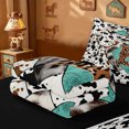 thumbnail image 5 of meiyoeat Leopard Cow Print Initial E Zipper Full Size Comforter Sets with Fitted Sheet and 2 Pillowcases For Boys,Rustic Farmhouse Style Zipper Bedding Set,Black Reversible,4 Pieces, 5 of 7