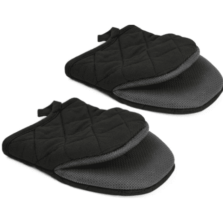

Neoprene Mini Oven Mitts Heat Resistant 300 ºF Gloves Pot Holders for Cooking Baking Non-Slip Grip Surfaces and Hanging Loop Cotton Mitts-2 Pack Black F111729